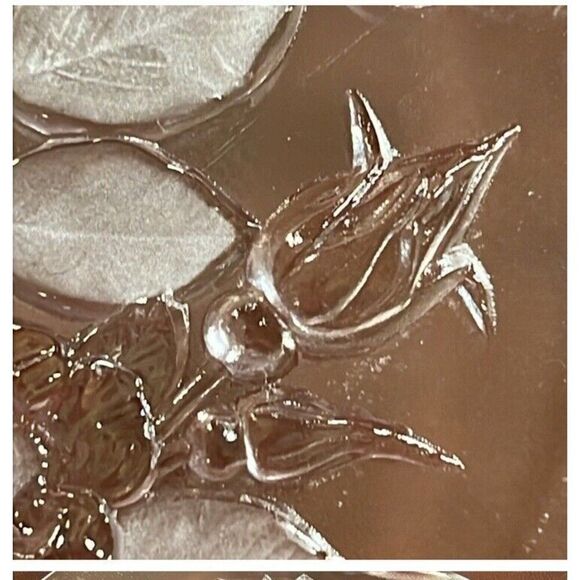 Mikasa Rosella Vintage Walther Crystal Cake Plate Floral Pink /Red Frosted 14” - Picture 8 of 8